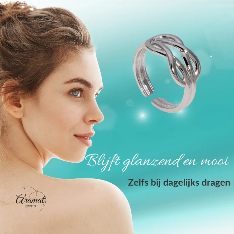Brede Damesring met Geknoopt Motief | RVS - One Size -