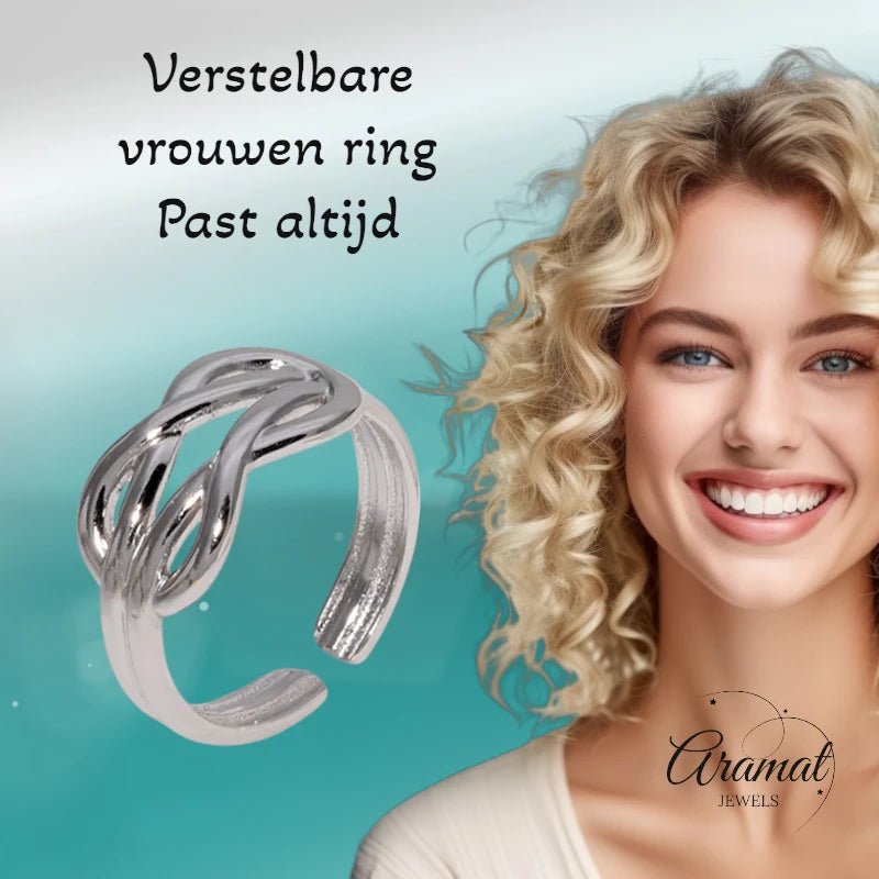 Brede Damesring met Geknoopt Motief | RVS - One Size -