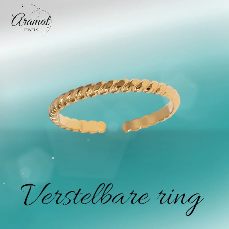 Smalle Damesring met Streepjes Motief | RVS -