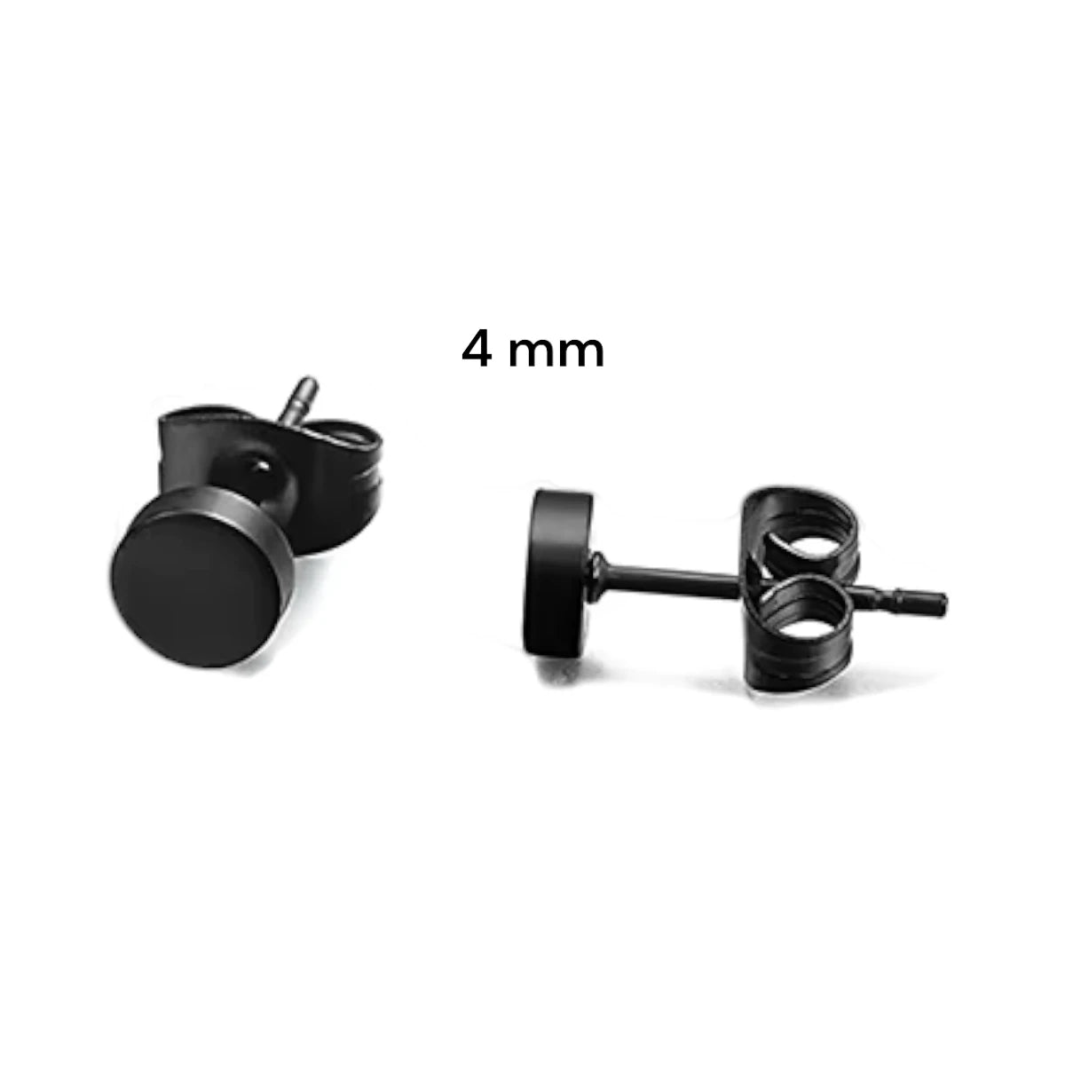Ronde Zwarte Zweerknopjes 4mm &acirc;&euro;&ldquo; RVS -