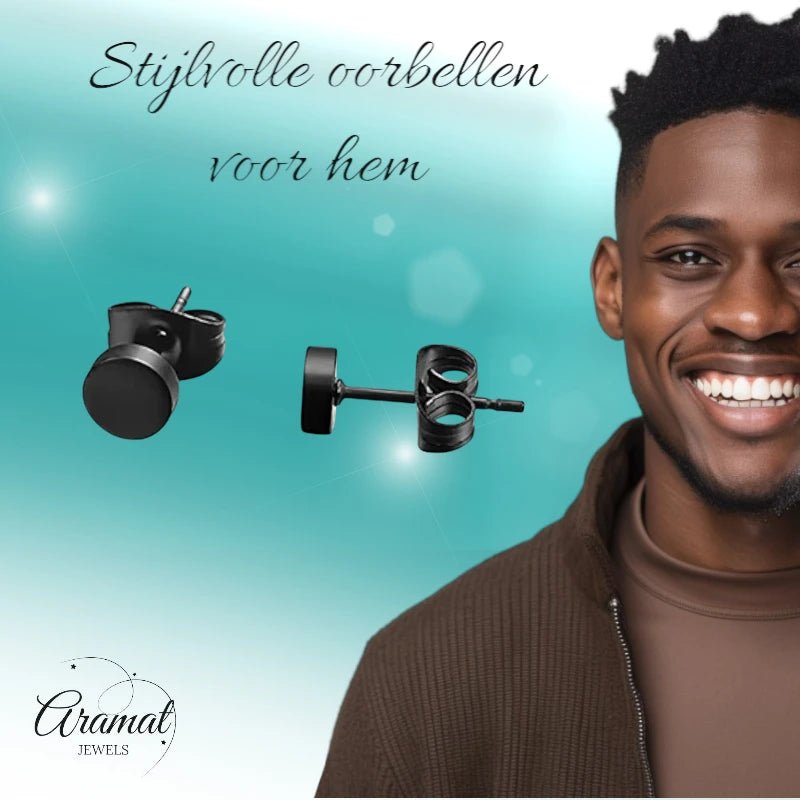Ronde Zwarte Zweerknopjes 4mm &acirc;&euro;&ldquo; RVS -