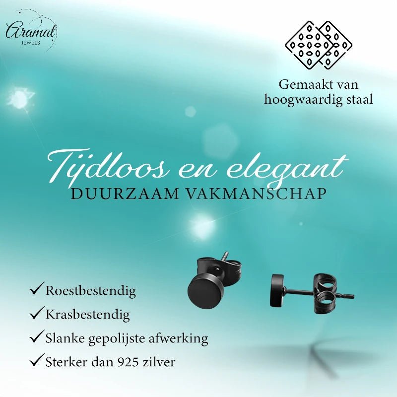 Ronde Zwarte Zweerknopjes 4mm &acirc;&euro;&ldquo; RVS -