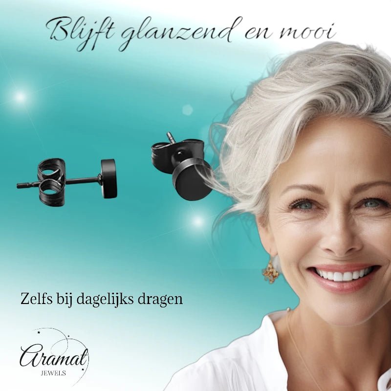 Ronde Zwarte Zweerknopjes 4mm &acirc;&euro;&ldquo; RVS -
