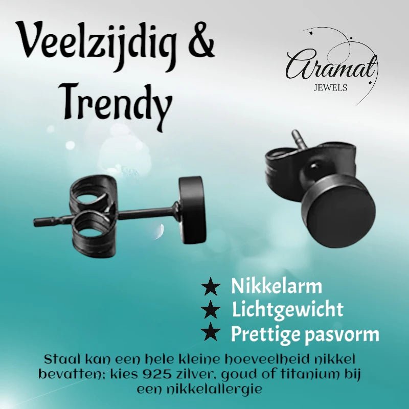 Ronde Zwarte Zweerknopjes 4mm &acirc;&euro;&ldquo; RVS -