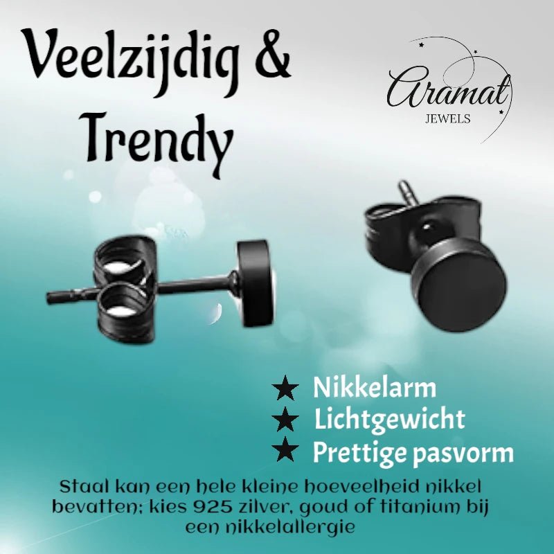 Zwarte Zweerknopjes RVS &acirc;&euro;&ldquo; 3mm | Mini Oorknopjes -