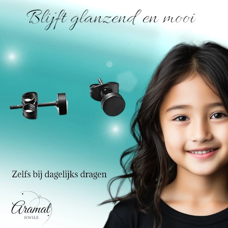 Zwarte Zweerknopjes RVS &acirc;&euro;&ldquo; 3mm | Mini Oorknopjes -