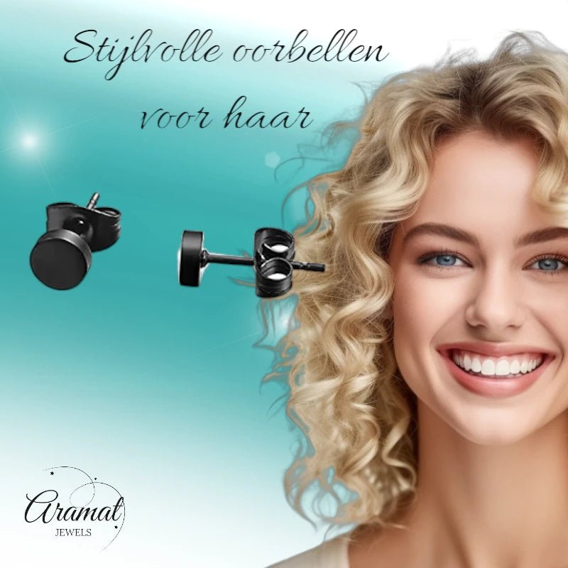 Zwarte Zweerknopjes RVS &acirc;&euro;&ldquo; 3mm | Mini Oorknopjes -