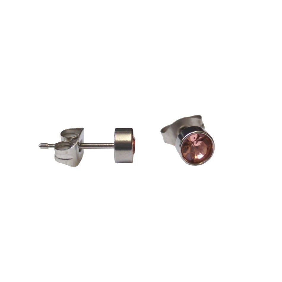 Stalen Oorbellen Licht Roze Kristal 5mm -