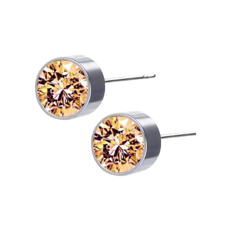 Stalen Oorbellen Champagne Kristal 6mm -