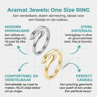 Stalen Damesring - Open Ring met Handen - 10mm - Goudkleur -