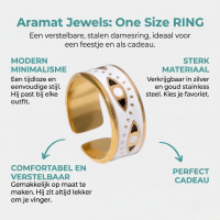 Stalen Damesring - Boze Oog - 8,5mm - Verstelbaar - Goudkleur -