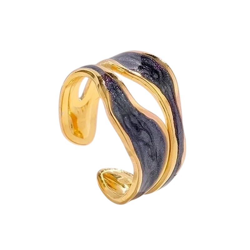Stalen Damesring - Parelmoer - 14mm - Verstelbaar - Grijs -