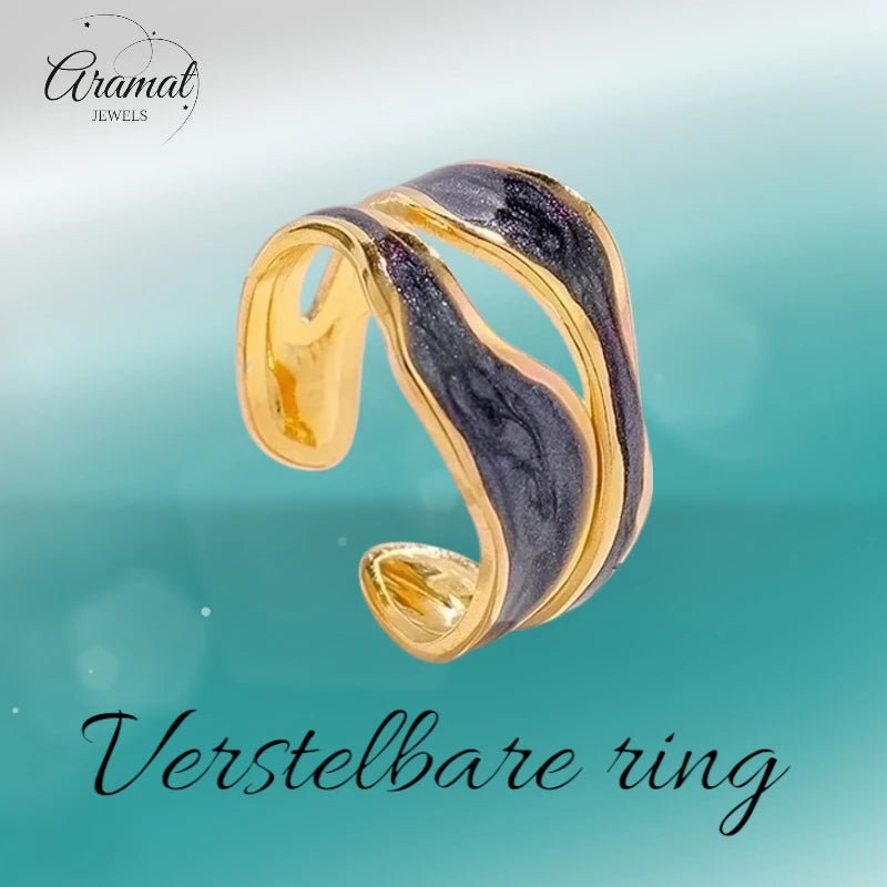 Stalen Damesring - Parelmoer - 14mm - Verstelbaar - Grijs -
