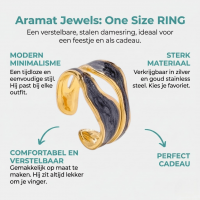 Stalen Damesring - Parelmoer - 14mm - Verstelbaar - Grijs -