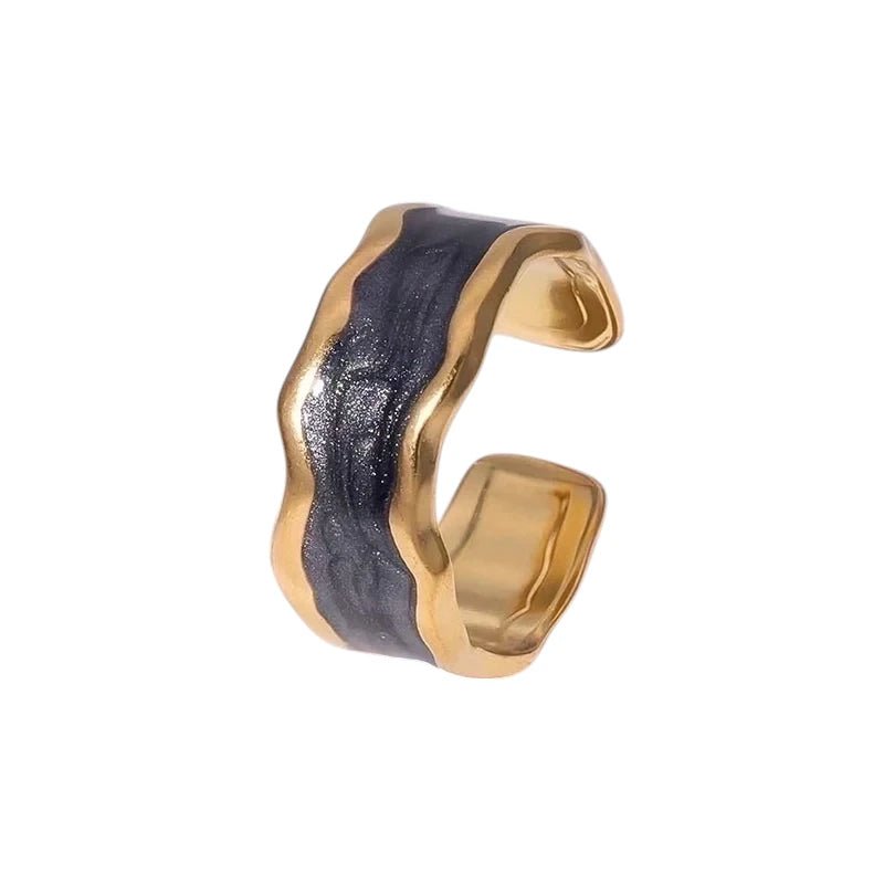 Stalen Damesring - Parelmoer - 8mm - Verstelbaar - Grijs - Grijs -