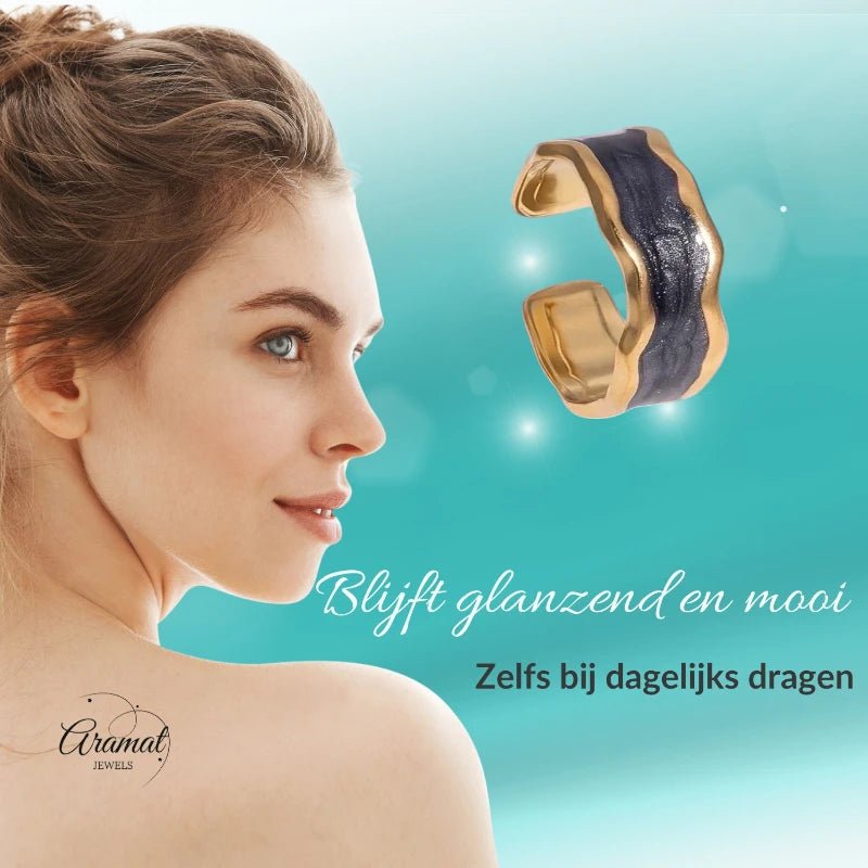 Stalen Damesring - Parelmoer - 8mm - Verstelbaar - Grijs - Grijs -