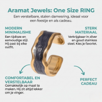 Stalen Damesring - Parelmoer - 8mm - Verstelbaar - Grijs - Grijs -