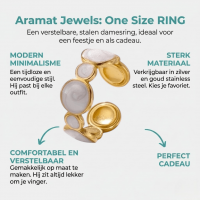 Stalen Damesring - Cirkelmotief - Parelmoer Emaille - 8mm - RVS - Goudkleur -