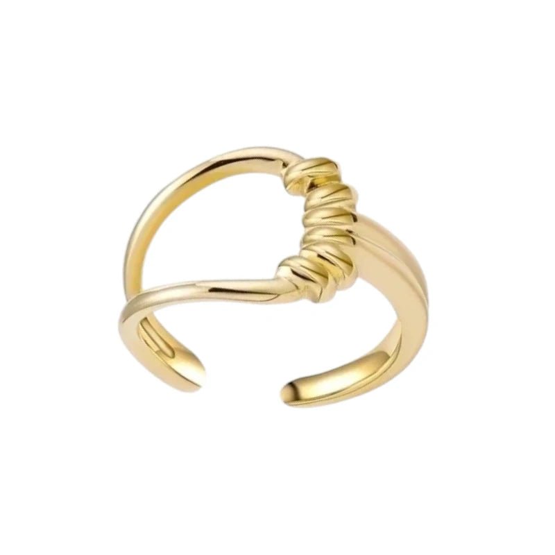 Stalen Damesring - Lusmotief - Verstelbaar - 14mm - RVS - Goudkleur -