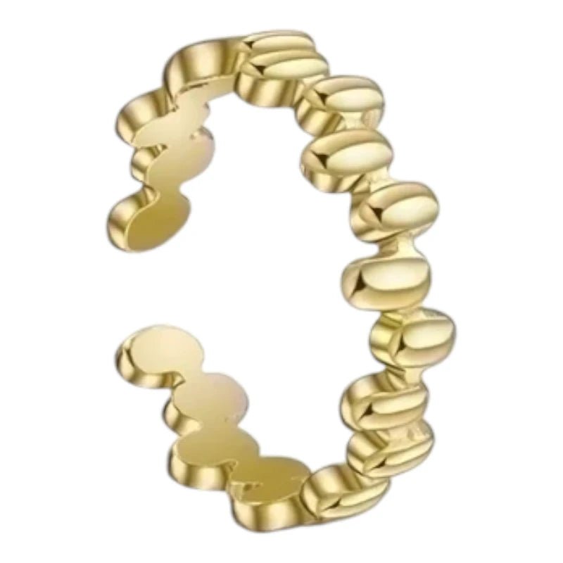 Stalen Damesring - Ovale Blokjes - Verstelbaar - 6mm - RVS - Goudkleur -