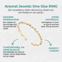 Stalen Damesring - Smal & Verstelbaar - 2mm - RVS - Goudkleur -