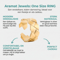 Stalen Dames- & Herenring - Verstelbaar - 9mm - RVS - Goudkleur -
