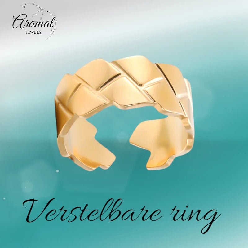 Stalen Dames- & Herenring - Verstelbaar - 9mm - RVS - Goudkleur -