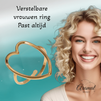 Verstelbare Ring met Groot Open Hart 26mm - Stainless Steel - Goudkleur -