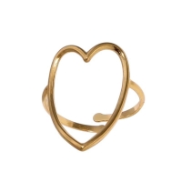 Verstelbare Ring met Groot Open Hart 26mm - Stainless Steel - Goudkleur -