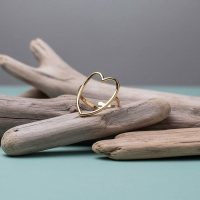 Verstelbare Ring met Groot Open Hart 26mm - Stainless Steel - Goudkleur -