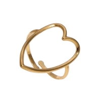 Verstelbare Ring met Groot Open Hart 26mm - Stainless Steel - Goudkleur -