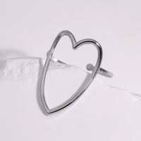 Verstelbare Ring met Groot Open Hart 26mm - Stainless Steel - Goudkleur -