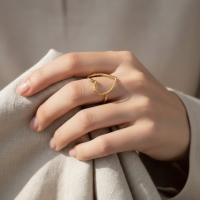 Verstelbare Ring met Groot Open Hart 19mm - Stainless Steel - Goudkleur -