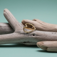 Verstelbare Ring met Groot Open Hart 19mm - Stainless Steel - Goudkleur -