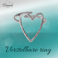 Verstelbare Ring met Groot Open Hart 19mm - Stainless Steel - Goudkleur -