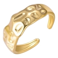 Goudkleurige Verstelbare Dames Ring deukjes-motief - Stainless Steel -