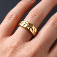 Goudkleurige Verstelbare Dames Ring deukjes-motief - Stainless Steel -