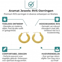 Goudkleurige RVS Oorringen met Streepjesmotief 22x4mm -