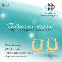 Goudkleurige Rechthoekige Creolen 30x16mm - Stainless Steel - Trendy -