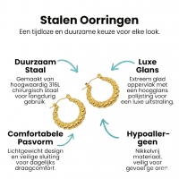 Goudkleurige Stainless Steel Oorringen 22mm - Ruitjes Patroon - Creolen -