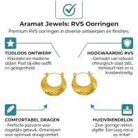 Goudkleurige Stainless Steel Oorringen 20mm - Gebogen Strepen - Creolen -