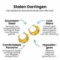 Goudkleurige Stainless Steel Oorringen 20mm - Gebogen Strepen - Creolen -