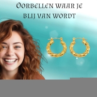 Goudkleurige Stainless Steel Oorringen 22mm - Gedraaid - Creolen -
