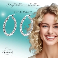 Twisted Hoepel Oorringen 30mm - Zilverkleurig - RVS - Creolen -
