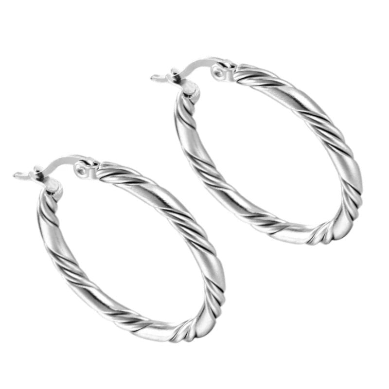 Twisted Hoepel Oorringen 30mm - Zilverkleur - RVS - Creolen -
