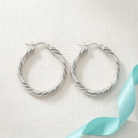 Twisted Hoepel Oorringen 30mm - Zilverkleur - RVS - Creolen -