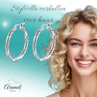 Twisted Hoepel Oorringen 30mm - Zilverkleur - RVS - Creolen -