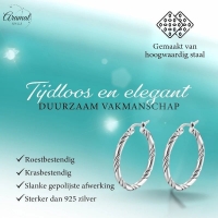 Twisted Hoepel Oorringen 30mm - Zilverkleur - RVS - Creolen -