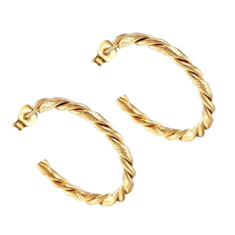 Twisted Hoepel Oorstekers 30mm - Goud- of Zilverkleurig - RVS - Zilverkleur -