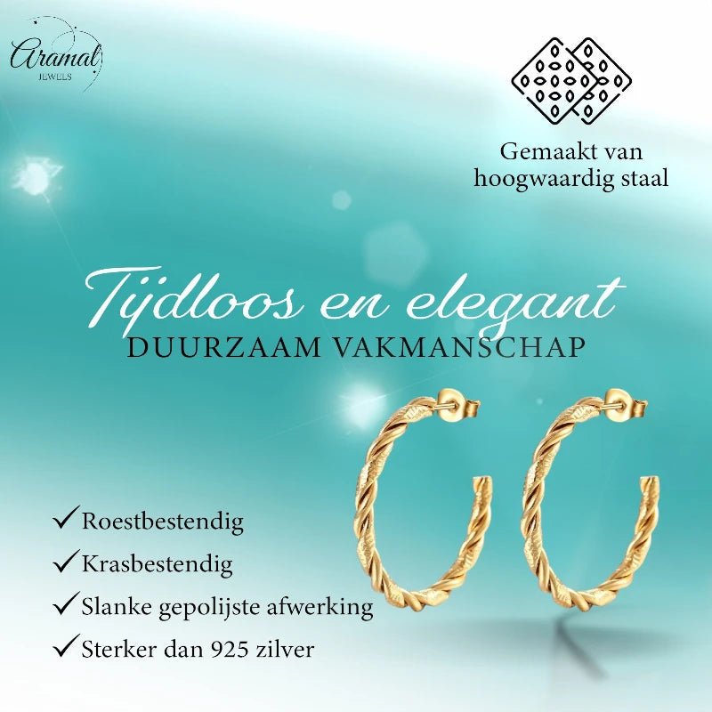 Twisted Hoepel Oorstekers 30mm - Goud- of Zilverkleurig - RVS - Zilverkleur -